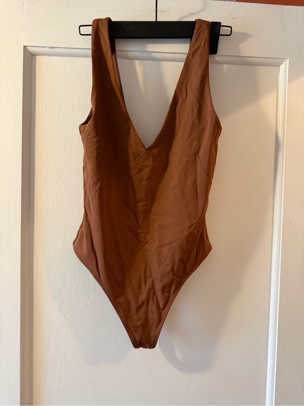Babaton Brown Deep V One-Piece Bodysuit